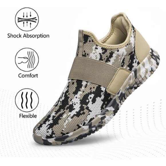Men Camo Brown Running Shoes Breathable Lightweight Comfortable Non Slip Sneaker - Picture 3 of 6